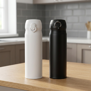 Stainless Steel Modern Vacuum Insulated Water Bottle 480ml Portable <b>Thermos</b> Flask 12-24 Hours Heat Retention Flip Lid <b>for</b> Travel - Product Image 1