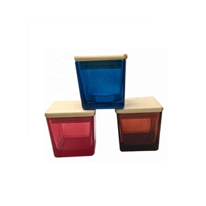 4 10 12oz 7 8cm Bocaux à bougies carrés rouges avec couvercle en verre Porte-apothicaires personnalisés de luxe Cube de mariage en gros - Product Image 4