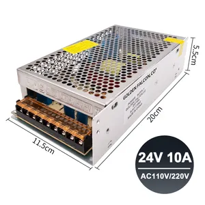 Fonte de alimentação, ac para dc 110v/220v a 24v 10a comutação da fonte de alimentação 240w transformador para luz da tira de led