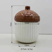 Pot à bougie en céramique écologique personnalisable de 217 ml, en forme de gland, avec couvercle, design côtelé minimaliste pour Noël, ambiance maison
