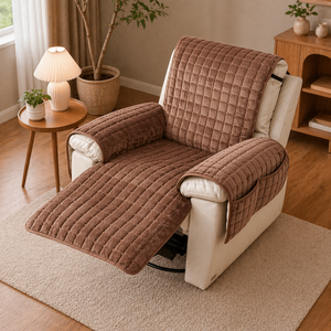 Housse de fauteuil inclinable matelassée en fausse laine personnalisable avec poches latérales, lavable, pour fauteuils inclinables de grande taille - Product Image 1