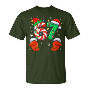 Camiseta navideña Six Seven 6 7 Meme, diseño navideño familiar con diseño de Papá Noel y duende - Product Image 1