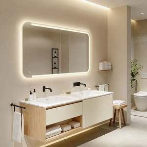 Mueble de Baño Doble de Madera con Espejo Inteligente, Estilo Moderno y Minimalista, Personalizado por BALOM, de Fábrica - Product Image 1