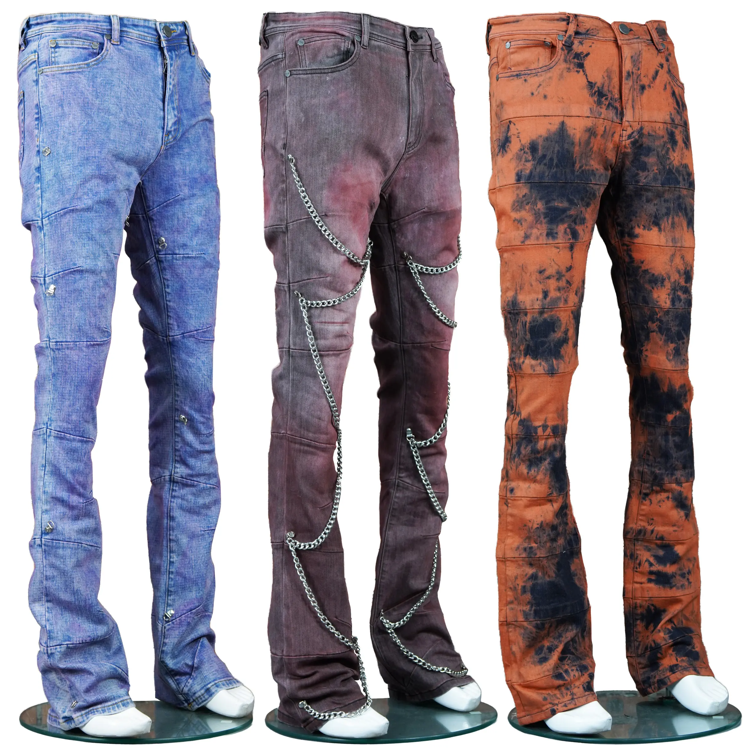 Hot selling bell bottomed pants for men wholesale custom wide leg trendy jeans