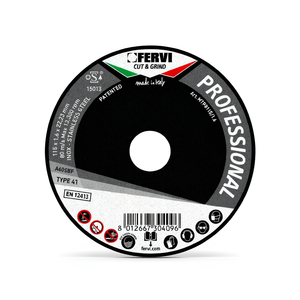 Disco de Corte Profesional Fervi 115x1.6x22.23mm Para Acero Inoxidable Tipo 41 - Product Image 1