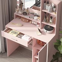Coiffeuse en bois pour filles avec tabouret et miroir Table de maquillage pour le rangement de la chambre à coucher