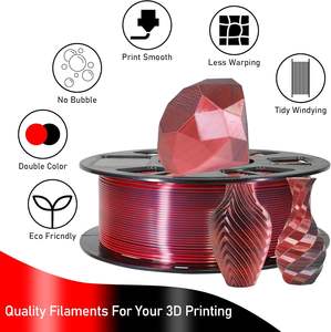 Fil PLA Soie Bicolore Brillant Rouge et Noir 1,75 mm 1KG – Nouvelle Version pour Imprimantes 3D – Prise en Charge des Tiges Plastiques - Product Image 5