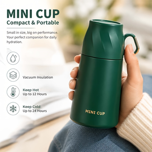 Vaso Térmico Mini de Acero Inoxidable 304 de 220ml/380ml con Tapa Abatible Antiderrames y Logotipo Personalizado - Product Image 2