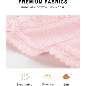 Lot de 5 tangas sans couture pour femmes, sous-vêtements en dentelle taille basse, culottes respirantes en mélange de coton, style sexy - Product Image 6