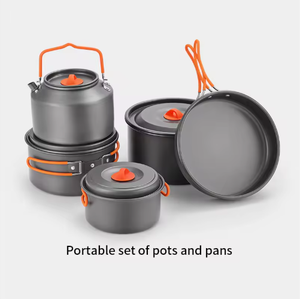Ensemble de cuisine de camping pour 2 à 3 personnes, batterie de cuisine antiadhésive + réchaud à gaz portable compact avec <span class=keywords><strong>allumage</strong></span> électronique - Product Image 3