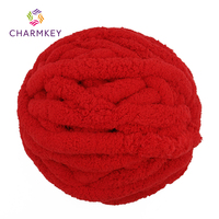 Fil chenille Charmkey Super Chunky 100% polyester, épais et moelleux, pour tricot artisanal et couvertures DIY