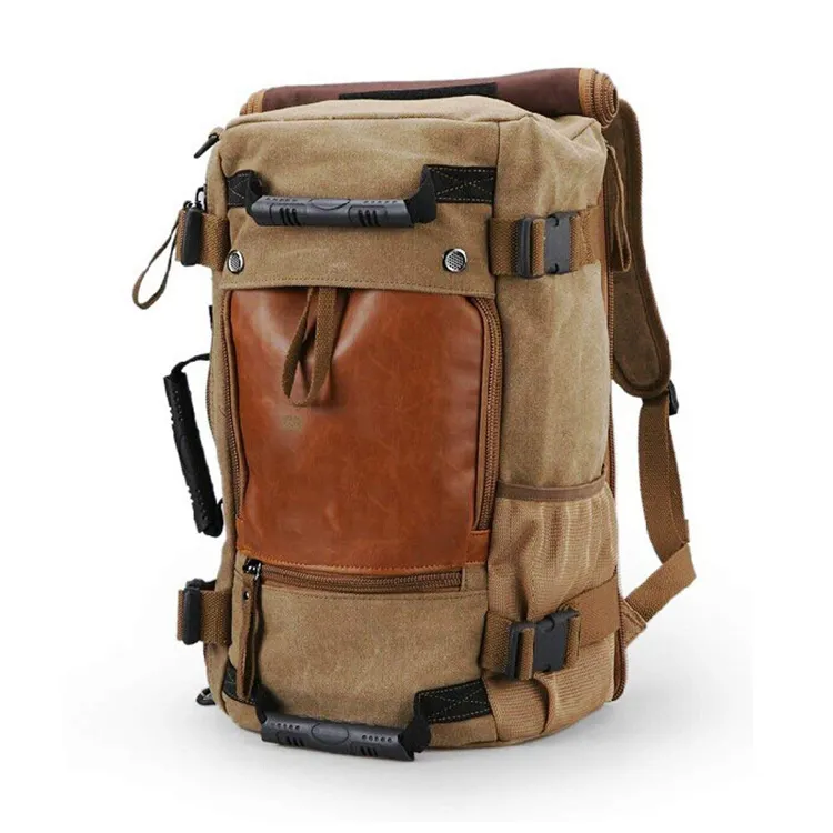 2023 Custom Logo Camping Outdoor Canvas Men's Women's Backpack Bags Rucksack