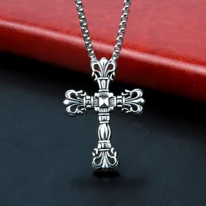 고품질 개성 유형 크로스 스테인레스 스틸 액세서리 락 쇼 쿨 중공 316L 스테인레스 스틸 목걸이 남성 - Product Image 1