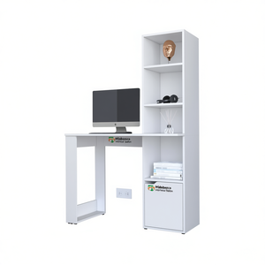 Escritorio de Oficina en Forma de L Aragon, Acabado Blanco, Diseño Moderno y Minimalista con Almacenamiento para Uso en Oficina en Casa - Product Image 1