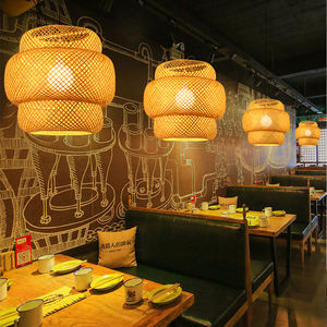 Lampe en <span class=keywords><strong>bambou</strong></span> tissé naturel fait à la main Lanterne de restaurant Luminaire suspendu Style campagnard Luminaire de plafond Lustre suspendu - Product Image 3