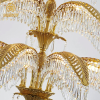 Lustre en laiton style palmier, décoratif, en cristal, de luxe, de style victorien français, pour hall d'hôtel, villa, salon, par Jewellerytop