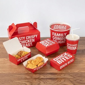 Suministros Personalizados para Tiendas de Pollo Frito: Cajas de Papel para Hamburguesas, Cajas para Papas Fritas y Vasos de Papel Impresos Personalizados - Product Image 1
