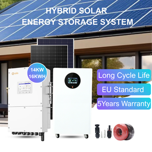 Système d'énergie solaire domestique 14 kW monophasé hybride avec batterie lithium 16 kWh, kit solaire mono - Product Image 1