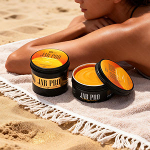 Crème bronzante en pot rond en aluminium noir 250ml-360ml, contenant métallique adapté aux produits de douche <span class=keywords><strong>solaire</strong></span>, étiquette autocollante pour boîte en aluminium. - Product Image 4