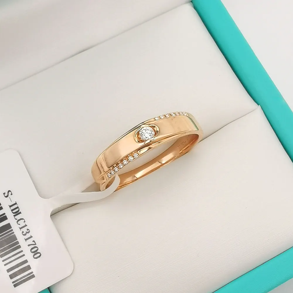 Elegant 18k Real Solid Gold Lover Ring Fine Jewelry 18K Rose Gold Natural Diamond Couple Ring Wedding Jewelry