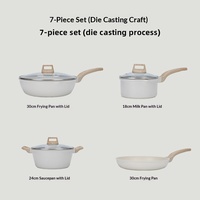 Set Peralatan Masak 5 Buah dari Aluminium Alloy Anti Lengket dengan Tutup Kaca untuk Kompor Gas & Induksi, Panci, Wajan, dan Tutupnya untuk Memasak di Rumah