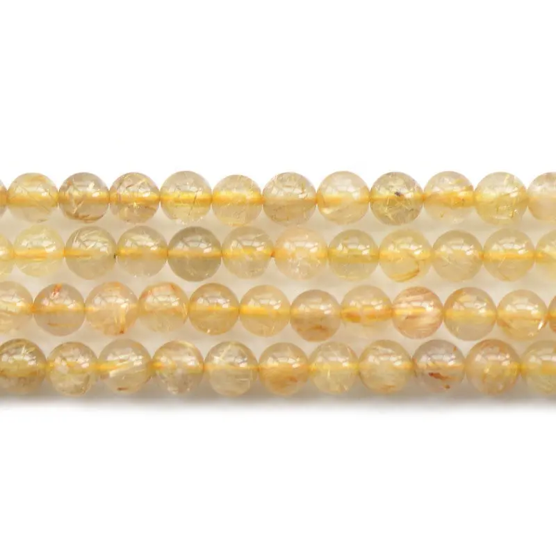 Natural A Grade Gold Rutilated Quartz Loose Gemstone Beads Strand DIY For Bracelet Necklace Jewelry Making