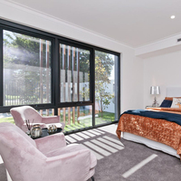 Estándar australiano 2047 Ventana arqueada de doble acristalamiento Ventanas y puertas de aluminio Diseño moderno con persiana incorporada