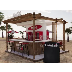 Useful beverage counter with brand logo retail beach kiosk food booth snack kiosk drink counter wooden beverage kiosk for sale