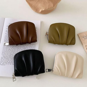 กระเป๋าใส่เหรียญมีซิปกระเป๋าคลัทช์หนัง PU สไตล์วีแกนขนาดเล็กสำหรับผู้หญิงที่ใส่บัตรกระเป๋าเงินทอนน่ารักกระเป๋าสตางค์สั้น - Product Image 1