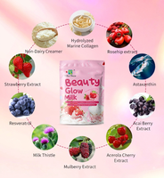Poudre de lait éclaircissante saveur fraise pour l'éclat de la peau, supplément alimentaire au glutathion, sachets de boisson instantanée 180g