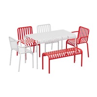 Ensemble de table et de chaises de salle à manger en fer moderne pour hôtel et usage domestique, design durable résistant aux intempéries