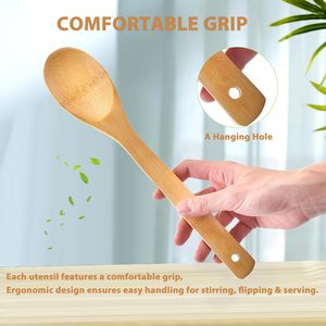 Set di utensili da <span class=keywords><strong>cucina</strong></span> in legno spatola Set di utensili in bambù organico con supporto - Product Image 3