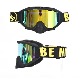 צבעוני עדשת סנובורד משקפי סקי באיכות גבוהה ללא מסגרת משקפי סקי עם רצועה מתכווננת