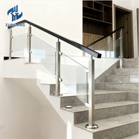 Support mural moderne en verre à base carrée incurvée avec joint en silicone de protection en acier inoxydable pour escalier, balcon et rampe d'escalier