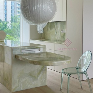 Di lusso <span class=keywords><strong>verde</strong></span> giada onice marmo <span class=keywords><strong>cucina</strong></span> isola controsoffitto traslucido pietra naturale <span class=keywords><strong>tavolo</strong></span> da Bar per la casa moderna Villa - Product Image 2