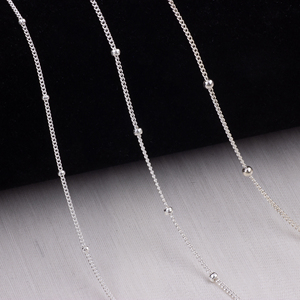 Catena a Sfera Piatta in Argento Sterling 925 Design Esclusivo 1.7mm 2.1mm 2.5mm Catena Satellite per Creazione di Gioielli Fai-da-Te Collane Bracciali - Product Image 2