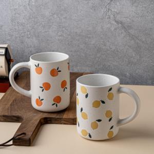 Tasses en céramique Carnaval des fruits d'été, porcelaine 400 ml, compatibles lave-vaisselle et micro-ondes, motifs citron et <span class=keywords><strong>pomme</strong></span>, tasses à café réutilisables pour la <span class=keywords><strong>maison</strong></span> - Product Image 4