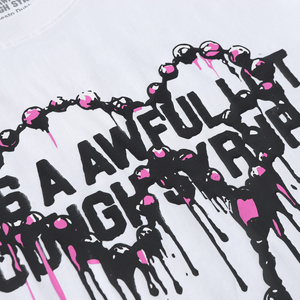 T-shirt ALOCS a maniche corte con stampa gotica, cotone 280g, design streetwear personalizzato traspirante, stampata con le parole "This is a lar" - Product Image 3