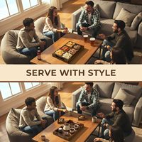 Plateau de service modulaire en bois de qualité supérieure - Support pour aliments/fruits/collations pour les fêtes, service d'apéritifs et de desserts