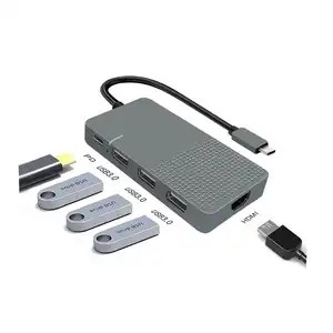6in1 Usb C Hub USB C to HD MI VGA USB3.0*3 PD Fast Charging Universal Lapop USB C Docks