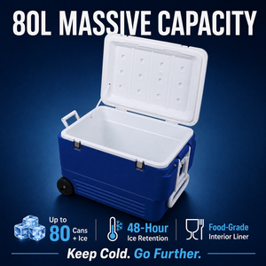 Hete Aanbieding Geïsoleerde Koelbox Multifunctioneel Aangepast Logo Merk Insuline Koelt 48 Uur 80L Koelbox met Wielen - Product Image 4