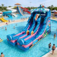 Toboggan aquatique gonflable à trois voies sur le thème de l'océan DST, en PVC, pour enfants, aventure sous-marine, respectueux de l'environnement, qualité commerciale