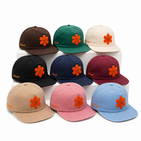 Casquette de baseball à visière plate avec patch floral brodé personnalisé, OEM ODM, marque privée, streetwear, accessoires de mode pour marques de créateurs