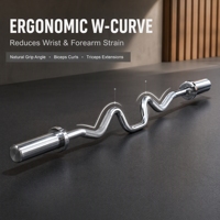 Barre EZ Curl 4FT 1200mm chromée pour musculation, poignée 28mm, manchon 2 pouces, 500LB, pour curls biceps et triceps, usage commercial en salle de sport