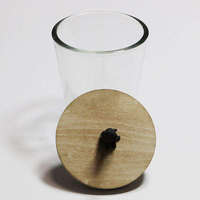 Pot à bougie en verre personnalisé couvercle en bois bouteille en verre stockage des aliments pot en céramique couvercles en bois pot à épices avec couvercle en bois vente en gros