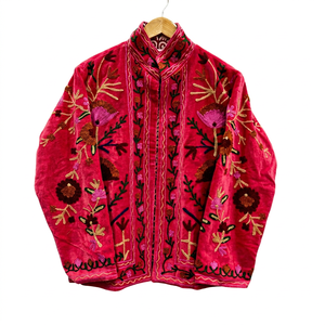 Velvet Embroidered Floral Jacket Full Sleeve Turn-<b>down</b> Collar Bohemian Style Adult Autumn Wear - Product Image 1