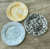 Marbre Bleu Mouchetures Blanc Points Émail Camping Ensembles Pique-Nique Émail Tasse 8cm Bol 15cm Assiette Plat 24cm Théière 2.4L Seau 3LSpoon
