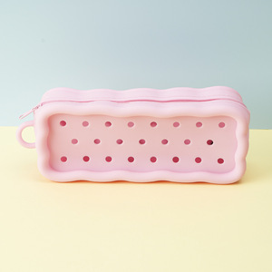 Portable Large Capacity Silicone Hole <b>Pen</b> Bag Waterproof DIY Pencil Pouch Student Stationery Bag - Product Image 2