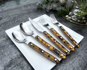 Acrylic Handle Flatware 304 Royal 5pcs Spoon Tableware And Fork Knife Silverware