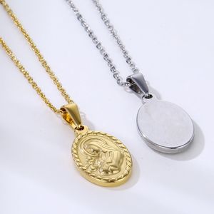 Olivia grosir 18k emas disepuh antik Medallion koin Mariana liontin bulat Dainty kalung Fashion perhiasan untuk wanita pria - Product Image 4